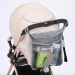 Sac de Rangement pour Poussette de Bébé, Grands Sacs Portables, Parapluie, Poche Porte-Gobelet, Accessoire Utile Universel – gray