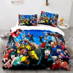 Ensemble housse de couette My Hero Academia pour enfant 2 pièces 100% polyester 安全 durable literie animée décoration chambre bébé facile à entretenir qualité premium