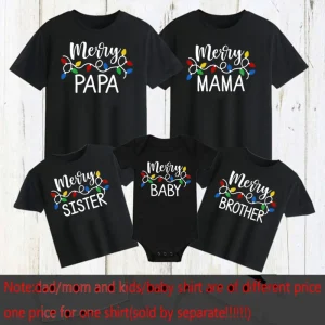 Tshirts assortis pour la famille vêtements de fête Noël père mère enfant style festif qualité premium tissu doux idée cadeau