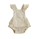 Robe barboteuse bébé fille automne coton doux motifs marguerites et points style romantique combinaison ajustée Usage quotidien et sorties