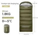 ALPS Sac de couchage enveloppe polyester vert olive fermeture à glissière camping randonnée isolation synthétique 05°C 190x90cm