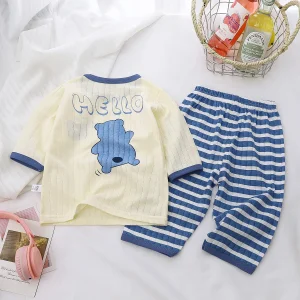 Ensemble pyjama bébé coton manches longues motif ours confortable nuit détente style enfant