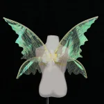 Ailes de fée en tissu transparent doré costume féérique pour enfants et adultes déguisement fête Halloween mariage spectacle