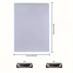 Planche à dessin portable en plastique acrylique avec clips métalliques design minimaliste 32cm x 23.5cm surface lisse pour esquisses notes et présentations
