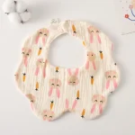 Bavoir bébé en coton doux imprimé lapins et carottes design pétale ajustement facile nouveauné à 2 ans protection antitaches mode enfant