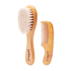 Ensemble brosse à cheveux et peigne bébé 2 pièces en bois naturel doux pour cheveux de bébé idéal pour massage et toilette