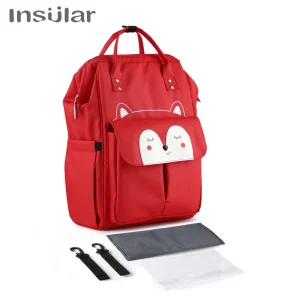 Sac à dos imperméable pour enfants design renard grand compartiment sangles ajustables rouge
