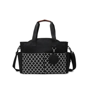 Sac à langer moderne multicompartiments étanche bandoulière détachable pratique pour maman porté main ou épaule style élégant noir et blanc
