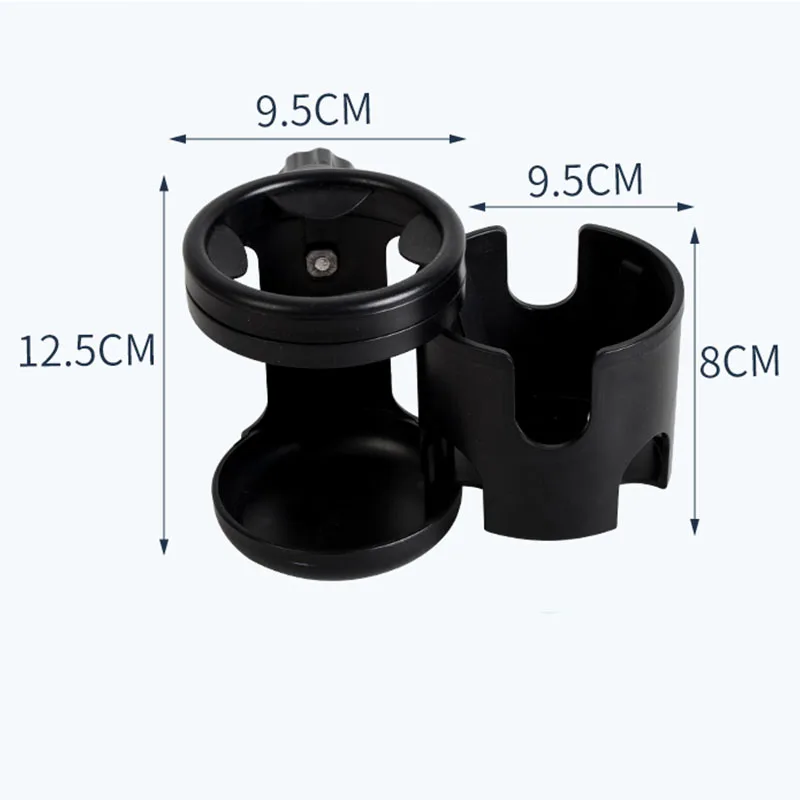 Portegobelet rotatif pour poussette double support bouteille et biberon plastique noir pratique et sécuritaire accessoire bébé