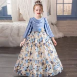 Robe de soirée en mousseline pour enfant style ethnique robe de fête longueur genou robe pour jeune fille 58 ans robe de cérémonie élégante robe en polyester robe avec motif floral