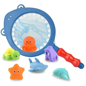 Jouets de bain pour bébé ensemble de 7 pièces avec canne à pêche filet et animaux marins flottants cadeau sûr et amusant pour enfants de 0 à 3 ans Jouets de bain pour bébé ensemble de 7 pièces avec canne à pêche filet et animaux marins flottants cadeau sûr et amusant pour enfants de 0 à 3 ans