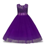 Robe princesse enfants soiree mariage tissus de qualité dentelle tulle violet