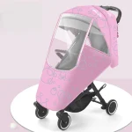 Housse de pluie épaisse pour poussette de bébé, ajustement universel, imperméable, pare-vent/poussière, imperméable complet pour accessoires de poussette, hiver – Pink