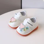 Chaussures bébé fille fleurs mignonnes cuir synthétique antidérapant Velcro 13 ans printemps automne princesse