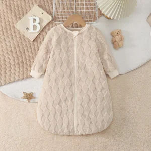 Sac de couchage bébé manches longues doux peluche jacquard diamant hiver 012 mois sécurité confort