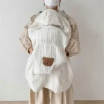 Couverture de poussette en mousseline pour bébé, lange d’emmaillotage pour nouveau-né, couverture de écharpe à capuche de dessin animé, Protection solaire anti-moustiques, couette de couchage pour bébé – Solid Bear