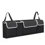 Organisateur de voiture pour siège arrière grande capacité tissu Oxford rangement multifonctionnel noir et blanc