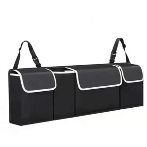Organisateur de voiture pour siège arrière grande capacité tissu Oxford rangement multifonctionnel noir et blanc