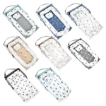 Lit bébé portable cododo spacieux 03 ans confortable en tissu doux motif étoiles portable sécurité anticrachats