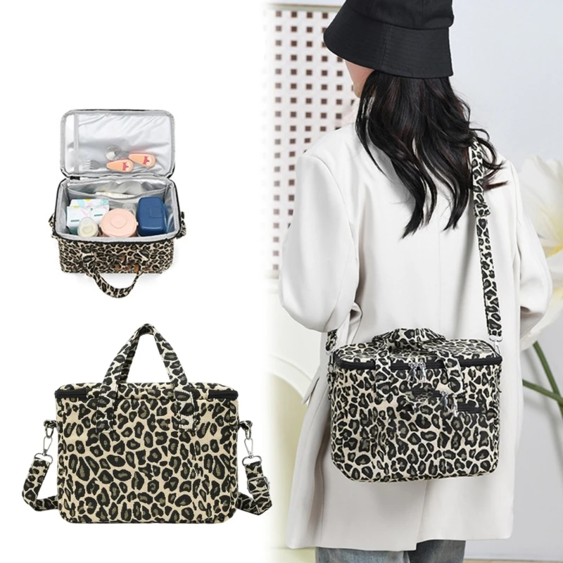 Sac à couches compact organizer avantgardiste pour poussettes style léopard polyester fermeture éclair 25cm x 20cm x 15cm