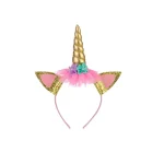 Diadème licorne en tissu et paillettes pour bébé fille accessoire fêtes anniversaire Noël carnaval Halloween mode enfant fantaisie 06 ans