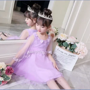 Robe d&rsquo;été princesse pour filles vêtements de fête robe anniversaire style floral tendance nouvelle collection matériau coton polyester 713 ans