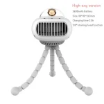 Mini climatiseur Flexible 3600mAh, ventilateur de refroidissement pour poussette rechargeable 130 °   Vent portatif à 4 vitesses à rotation automatique pour l&rsquo;extérieur silencieux – NEW WHITE