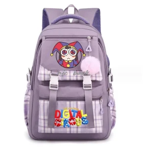 Sac à dos clown cirque numérique imprimé fille enfants école voyages style ludique polyester confortable compartiments multiples