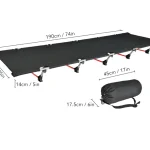 Lit de Camping Pliant Ultraléger en Aluminium et Tissu Oxford pour Voyage Randonnée PiqueNique  Noir