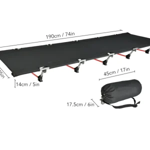 Lit de Camping Pliant Ultraléger en Aluminium et Tissu Oxford pour Voyage Randonnée PiqueNique  Noir