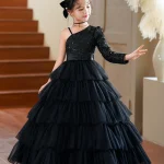 Robe de princesse longue pour fille robe de soirée élégante occasion spéciale 412 ans noire sequins et tulle qualité premium style européenaméricain 安全 confort praticité durée