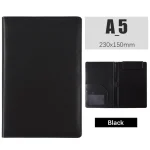 Portedocuments A5 en cuir PU portable compartiment carte espace stylo rangement documents style élégant noir