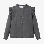 Veste en denim A Collection gris délavé pour enfants unisexe 312 ans style moderne col rond manches longues