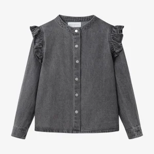 Veste en denim A Collection gris délavé pour enfants unisexe 312 ans style moderne col rond manches longues