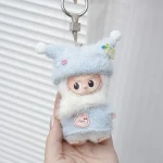 Vêtements pour poupée Labubu Mini tenue hiver neige sac de couchage Noël chapeau mignon bleu blanc 10cm