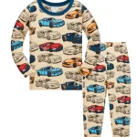 Ensemble pyjama garçon vêtements nuit bébé pyjama coton 100% imprimé voitures confort doux style moderne 46 ans vêtement enfant