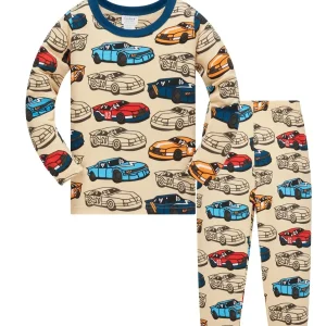 Ensemble pyjama garçon vêtements nuit bébé pyjama coton 100% imprimé voitures confort doux style moderne 46 ans vêtement enfant