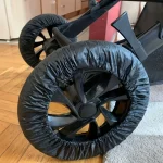 Couverture de roue antipoussière pour poussette bébé protecteur imperméable élastique ajusté noir 2 pièces