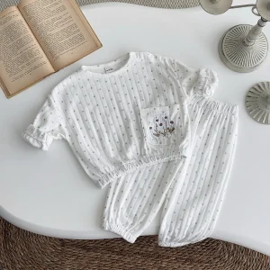 Vêtements bébé 03 ans ensemble 2 pièces polka dot haut crop et pantalon élastique coton doux tenue confortable quotidienne unisex