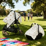 Housse panier poussette paresoleil ultra doux bébé confortable respirant protection solaire antipoussière essentiel sortie carnet de santé cadeau bébé Noël Halloween Thanksgiving