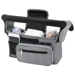 Sac de rangement pour poussette grand sac suspendu de voyage sac à couches portable confortable qualité Oxford gris