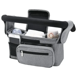Sac de rangement pour poussette grand sac suspendu de voyage sac à couches portable confortable qualité Oxford gris