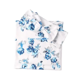 Enveloppe bébé coton swaddle floral avec bandeau 2 pièces set nouveauné fille garçon cadeau bébé confortable doux sécuritaire