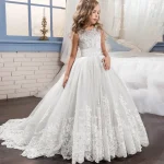 Robe princesse bouffante dentelle fleurs mariage occasions spéciales filles 46 ans confortable élégante qualité supérieure