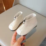 Bottines pour chiens en cuir synthétique bottes à zip antidérapantes protection des pattes pour promenades style moderne blanc 2025  blanc