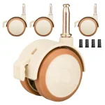 Roulettes silencieuses à verrouillage pour meuble bébé 4 pièces frein caoutchouc plastique design moderne couleur crème