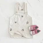Romper suspenders bébé fille fleurs tissu côtelé poches boutons vêtements décontractés naissage 12 ans style mignon