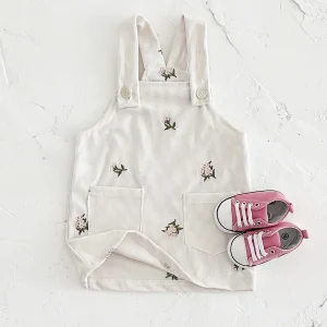 Romper suspenders bébé fille fleurs tissu côtelé poches boutons vêtements décontractés naissage 12 ans style mignon Romper suspenders bébé fille fleurs tissu côtelé poches boutons vêtements décontractés naissage 12 ans style mignon