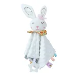 Doudou lapin blanc en peluche pour bébé jouet de confort pour nouveauné accessoire de sommeil apaisant jouet éducatif attachesucette en silicone peluche douce et sécuritaire cadeau idéal pour enfant