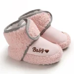 Chaussons bébé chauds antidérapants doux et confortables booties pour nouveaunés filles et garçons chaussures d&rsquo;intérieur  Rose pastel